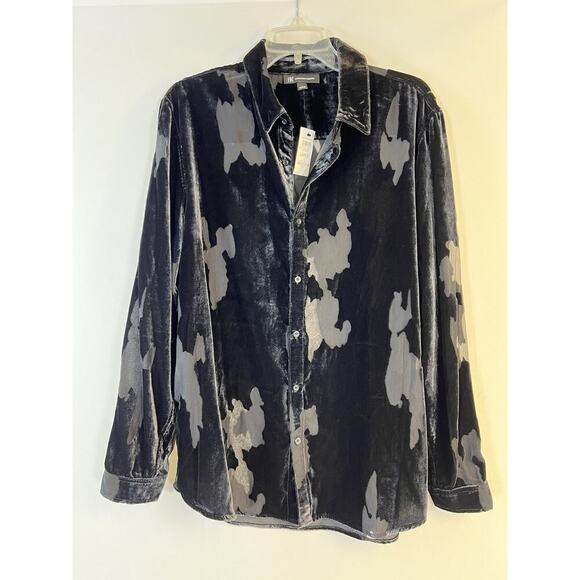 NWT INC Button Up Shirt Burnout Velvet Black Sz Large Goth Wimsigoth Dark Fairy - Picture 4 of 10